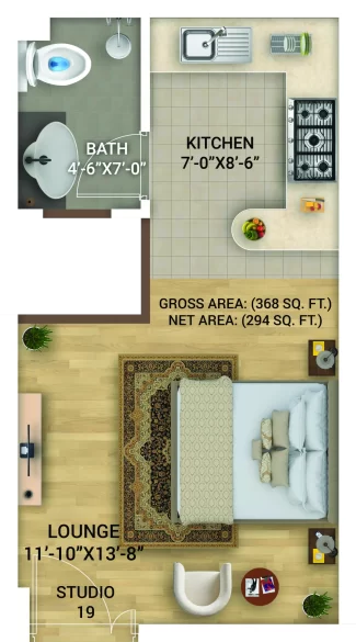 Summit Heights Studio Apartment Layout
